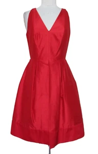 Vintage Kay Unger New York Red 100% Silk Cocktail Dress Size 6 Fit N Flare - Picture 1 of 7