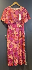 Chi Chi London Flutter Sleeve Floral & Animal Print Modo Day Dress Size 10 - Picture 1 of 6