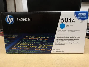 New OEM Sealed HP LASERJET 504A CYAN TONER CARTRIDGE (CE251A) - Picture 1 of 3