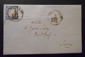 ITALIA ITALY 1861 Provincie Napoletane Emanuele 2° 2gr. lettera per Lecce - Picture 1 of 3