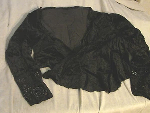 Vintage Edwardian Bodice SILK VELVET Black Project TLC Steelcut Beads on Sleeves - Picture 1 of 4