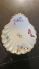 Vintage Limoges Porcelain Butterfly Design Clam Shell Shaped Trinket Dish 3 5/8"