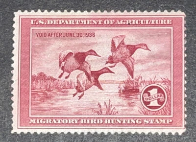 Travelstamps: 1935 US Duck Stamps Scott #RW2 Mint Original Gum Hinged - Image 1 of 4
