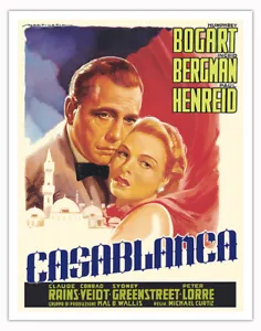 Casablanca - Starring Humphrey Bogart & Ingrid Bergman - Vintage Film Poster - Picture 1 of 25