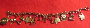 Diamond International Di Gold Tone Cruise Ship Souvenir 7" Bracelet 11 Charms - Picture 1 of 17