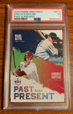 2018 Diamond Kings Past and Present #PP10 Babe Ruth/Shohei Ohtani PSA 5 - Image 1 of 2