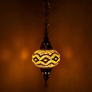Turkish Moroccan Glass Mosaic Ceiling Hanging Chandelier Light Lamp Large Globe - Picture 1 of 7