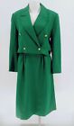 Vtg Carlisle  Green Wool Double Breasted Skirt Suit  Sz 10 Cropped Jacket