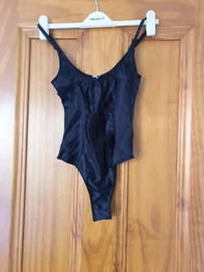 Asos schwarzer sexy Santin Ganzkörperanzug mit Riemchen Größe UK 6 Unterwäsche brandneu - Bild 1 von 16
