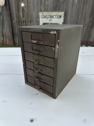 Antique Watchmakers Cabinet Metal Apothecary Industrial Multi Drawer Jewlery Cover