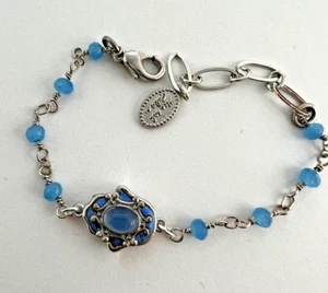 Pulsera Michal Golán Azul + Plata con Cristales y Cuentas Ajustable Hecha a Mano - Imagen 1 de 2