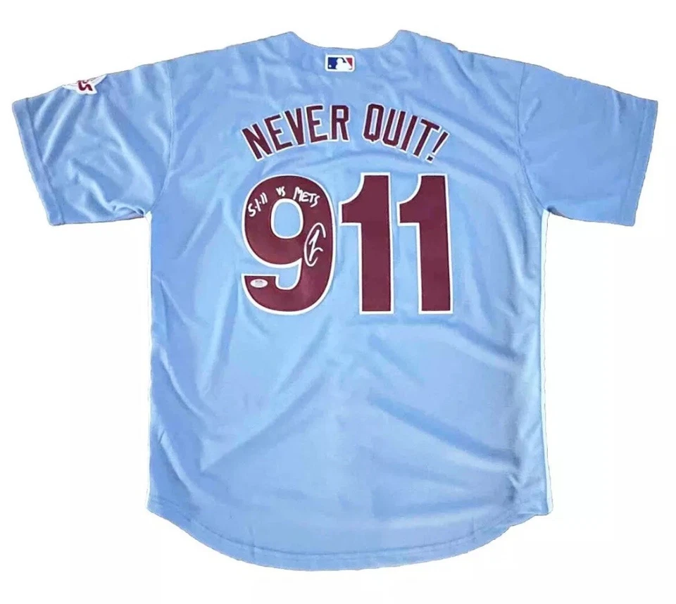 Robert O’Neill Signed Phillies ❌ Osama Bin Laden 5/1/11 Death Game Jersey PSA - Image 1 of 4