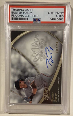 Buster Posey HOF 2020 Topps Tier 1 Talent Signed Baseball Card #248/299 PSA/DNA - Image 1 of 4