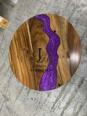 Mesa redonda de resina epoxi | Fusión de madera natural | Muebles artísticos hechos a mano Foto 1 de 2