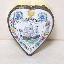 Rare  Battersea Snuffbox Showing American Sailing Ship c.1800