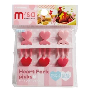 Food Picks TORUNE Lunch Box Japanese Bento Pink Red Heart Shape Fork Japan 12pcs - Picture 1 of 12