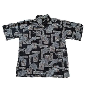 Go Barefoot Hawaiian Aloha Shirt Reverse Print Turtles Made USA Black Mens XL - Picture 1 of 7