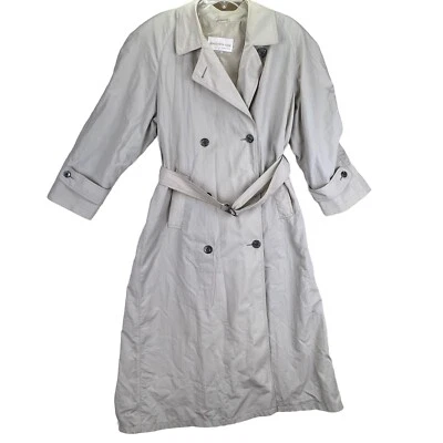Jones New York Womens Large Beige Lightweight Trench Raincoat Lined Belt - Image 1 of 4