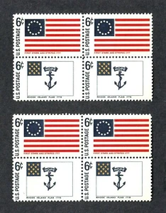 *US Postage 1968 6c Historic Flags  MNH 2 Plate Blocks of 4  - Picture 1 of 2