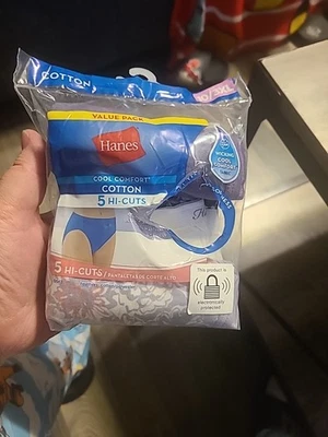 Hanes Panties Womens Size 10/3XL Hi-cut 5 Pack Cotton Multicolor New- Missing 1 - Image 1 of 3