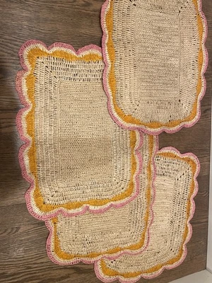 Pottery barn Amina Rectangular Placemats Set Of 4 Pink/orange Payton James  - Image 1 of 2