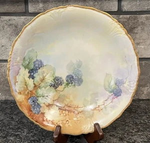JPL France Jean Pouyat Limoges Hand Painted Plate w/Grapes, Vines & Gold Trim - Picture 1 of 6