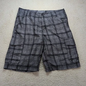 No Fear Cargo Shorts Men’s Size 36 Gray Plaid Casual Outdoor Skate - Picture 1 of 7