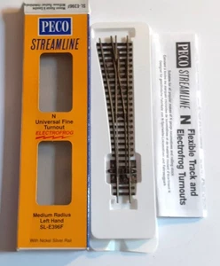 PECO STREAMLINE N GAUGE - SL-E396F MEDIUM RADIUS LEFT HAND POINT - Picture 1 of 5