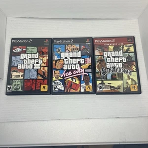 PS2 PlayStation 2 Grand Theft Auto III. Vice City, San Andreas CIB w/ maps READ - Picture 1 of 8