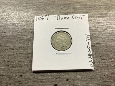 1867 Three Cent Nickel in Very Fine Condition US Coin 032825 74te - Image 1 of 4