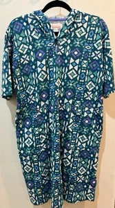 Stan Herman Women's Hooded Pullover Lounger Teal Wave Beach Pullover Medium NWOT - Picture 1 of 13