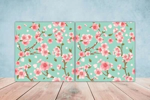 Juego de 2 azulejos de pared con salpicadero de cerámica con flores con estampado floral para decoración de paredes - Imagen 1 de 2