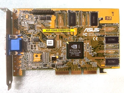 RARE ASUS AGP-V3800 COMBAT / 8M NVIDIA RIVA TNT2 AGP VGA CARD VGA ONLY MXB130 - Image 1 of 3