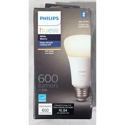 Philips Hue Soft White A19 E26 Bulb 600 Lumens 7W-555680 - Bluetooth & Alexa - Image 1 of 4