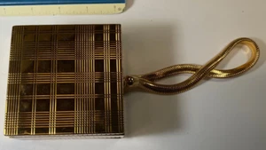 VINTAGE COMPACT EVANS PURSE GOLD TONE GEOMETRIC COMB LIPSTICK 2 SIDED W161 - Picture 1 of 10