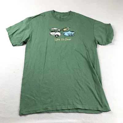 Life is Crap Shirt Mens Large Green Cotton Crew Neck Short Sleeve Tee - Image 1 of 4