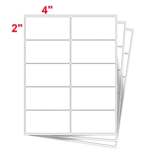 4 x 2 etiquetas autoadhesivas de envío de direcciones láser/tinta 10 por hoja 4" x 2" EE. UU. - Imagen 1 de 5
