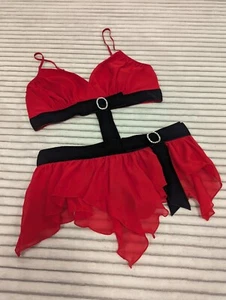 2-piece Fredricks of Hollywood sheer red Christmas sexy skirt/ Bra lingerie - Picture 1 of 10