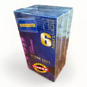 x3 Vintage 1997 Blockbuster T-120 Blank VHS Tapes 6 Hours New Sealed NOS - Picture 1 of 8