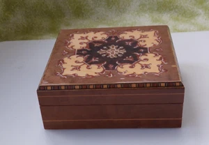 Inlaid Italian Square Trinket Box - approx 5" square - Picture 1 of 5