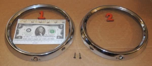 *Nice* Pair 1969–1985 Fiat 124 Spider Chrome Headlight Trim Rings & Screws - Picture 1 of 13