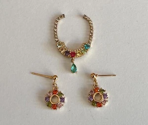 Luxury 1:6 miniature colourful doll necklace earrings set dollhouse jewellery - Picture 1 of 7