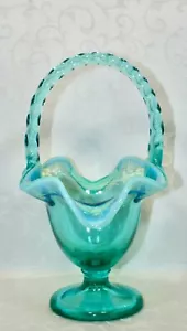 Fenton, cesta, vidrio azul huevo Robins, vidrio opalescente. - Imagen 1 de 10