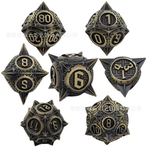 Metal Dice (7)Set For-Dungeons & Dragons (DND) RPG Cthulhu Polyhedra Spiked Dice - Imagen 1 de 25