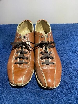 Únicos Lindos Zapatos de Bolos Para Mujer Vintage Cuero Marrón Talla 6.5 Foto 1 de 4