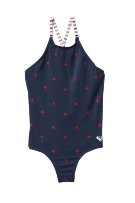 Traje de baño Roxy para niñas pequeñas 1 pieza Chasing Love azul marino palmera 2/3/4/5 Foto 1 de 2
