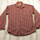 Bachrach Shirt Mens Extra Large Orange Brown Stripe Mid Mod Long Sleeve Career