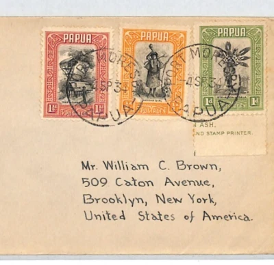 PAPUA Cover Port Moresby USA New York 1934{samwells-covers}XC315 - Image 1 of 4
