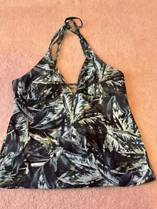Athleta Womens L Green Napali Palm Print Cross Strap Tankini Swim Tropical - Picture 1 of 3