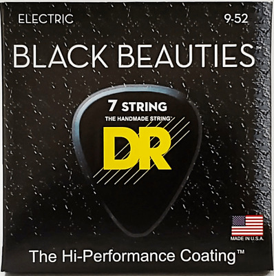 DR BKE7-9 'Black Beauties' Color Coated Electric 7-String Guitar strings 9-52
